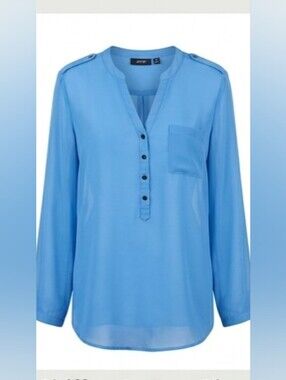 Apt 9 Sky Blue Roll Tab Sleeve Utility Blouse Sheer Split V-Neck